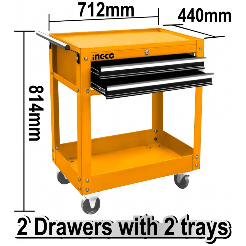 Ingco HPTCT021 Tool Cart (2 Drawer with 2 Trays) - KHM Megatools Corp. Ingco HPTCT021 Tool Cart (2 Drawer with 2 Trays) - KHM Megatools Corp.